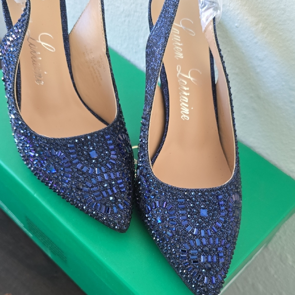 Lauren Lorraine Navy Embellished Heels